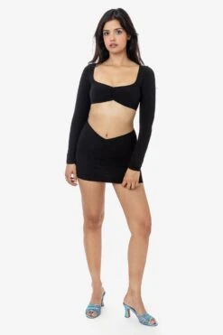 8388GD - Garment Dye Ruched Front Mini Skirt -Tops Zone 8387GD 8388GD blk1k