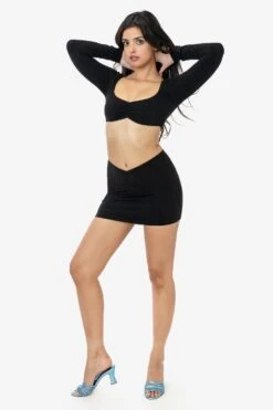 8388GD - Garment Dye Ruched Front Mini Skirt -Tops Zone 8387GD 8388GD blk4k b1db4785 d5c8 4ff8 8a01 4d3865a33552