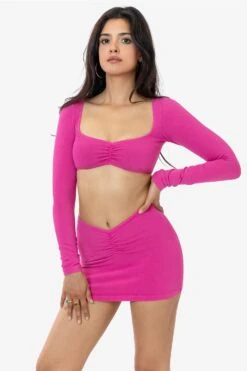 8388GD - Garment Dye Ruched Front Mini Skirt -Tops Zone 8388GD 8387GD RASPBERRY1k