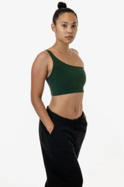 8389GD - Garment Dye One Shoulder Crop Top -Tops Zone 8389 ivy 1S