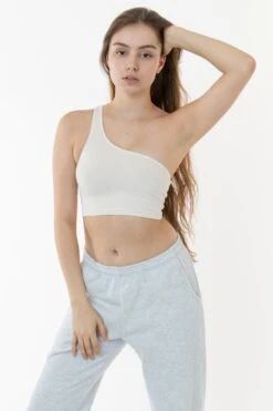 8389GD - Garment Dye One Shoulder Crop Top -Tops Zone 89 creme