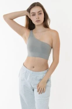 8389GD - Garment Dye One Shoulder Crop Top -Tops Zone 89 silvermist