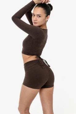 8319GD - Garment Dye Yoga Shorts -Tops Zone CHOCOLATE 3