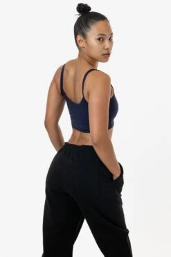 FF016 - Poly Cotton Cropped Spaghetti Tank Top -Tops Zone FF016 JENNY 5S