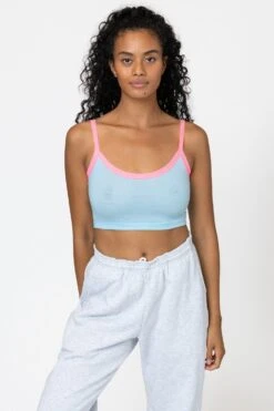 FF016 - Poly Cotton Cropped Spaghetti Tank Top -Tops Zone FF016 3