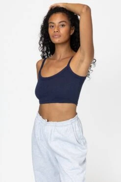 FF016 - Poly Cotton Cropped Spaghetti Tank Top -Tops Zone FF016 4