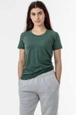 FF3001 - Short Sleeve Cotton-Poly T-Shirt -Tops Zone FF3001 HEATHER FOREST