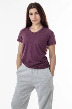 FF3001 - Short Sleeve Cotton-Poly T-Shirt -Tops Zone FF3001 HeatherPlum
