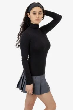 FF306 - 50/50 Poly Cotton Mock Turtleneck -Tops Zone FF306 BLK S1f