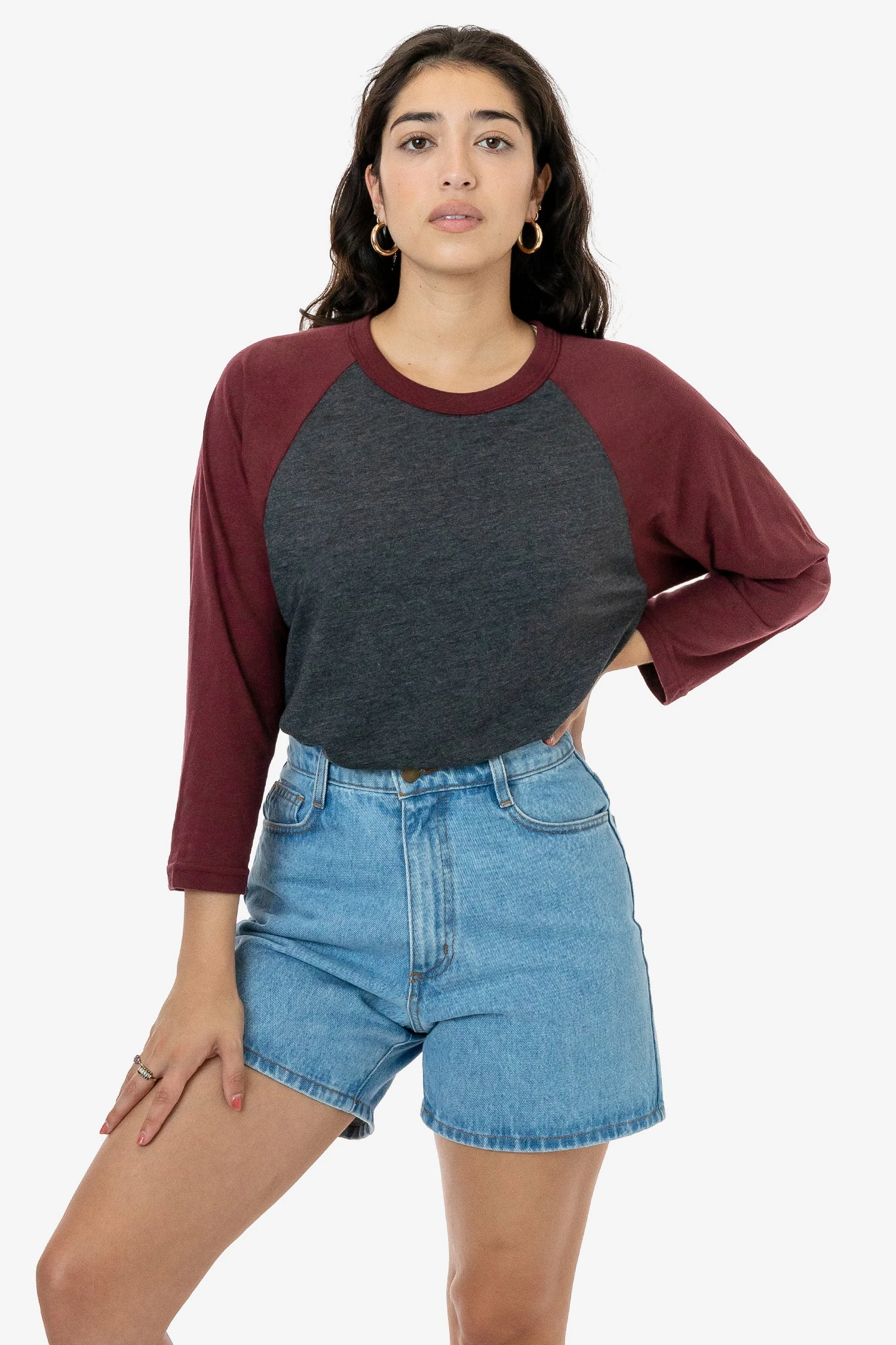 FF53 - 3/4 Sleeve Poly Cotton Raglan 2 FF53 - 3/4 Sleeve Poly Cotton Raglan - Image 2