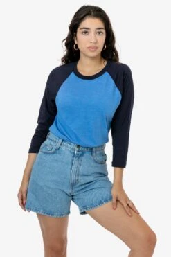 FF53 - 3/4 Sleeve Poly Cotton Raglan 19 FF53 - 3/4 Sleeve Poly Cotton Raglan -Tops Zone FF53 BRITTANY HLBNVY