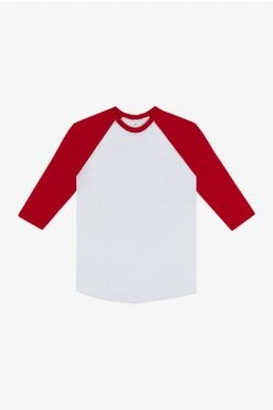 FF53 - 3/4 Sleeve Poly Cotton Raglan 23 FF53 - 3/4 Sleeve Poly Cotton Raglan -Tops Zone FF53 redwhite