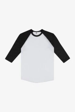 FF53 - 3/4 Sleeve Poly Cotton Raglan 24 FF53 - 3/4 Sleeve Poly Cotton Raglan -Tops Zone FF53 whiteheatherblack