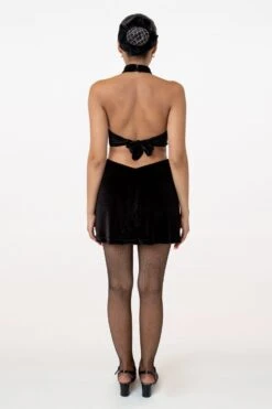 VVT407 - Velvet Halter Diamond Cutout Dress -Tops Zone FINALBLK1OK