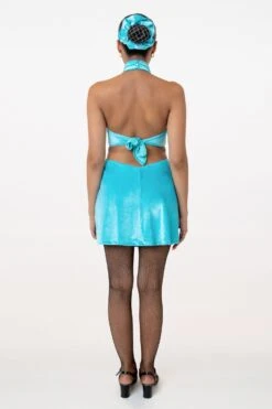 VVT407 - Velvet Halter Diamond Cutout Dress -Tops Zone FINALBLUE2OK