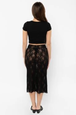 FNS301 - Floral Lace Pencil Skirt -Tops Zone FNS301 Black2