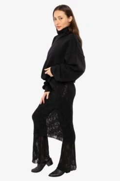 FNS301 - Floral Lace Pencil Skirt -Tops Zone FNS301 Black6
