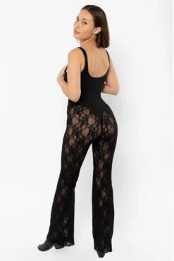 FNS300 - Floral Lace Flare Leggings -Tops Zone FNS302 Black6