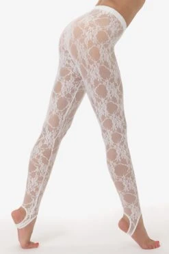 FNS3269 - Floral Lace Stirrup Legging 6 FNS3269 - Floral Lace Stirrup Legging -Tops Zone FNS3269 WHITE