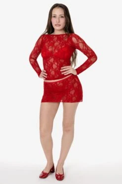 FNS344 - Floral Lace Long Sleeve Boatneck Top -Tops Zone FNS344 MORELLO 2 9360fa42 49c1 4645 ad76 22bc3eeef133