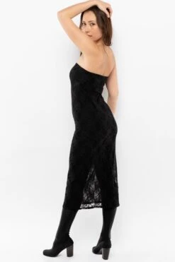 FNS800 - Floral Lace Midi Tube Dress -Tops Zone FNS800 Black4