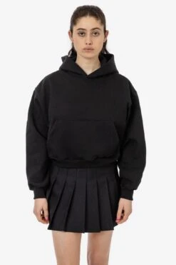 HF19 - Heavy Fleece Cropped Hoodie (Piece Dye) -Tops Zone HF 19 BLACK W