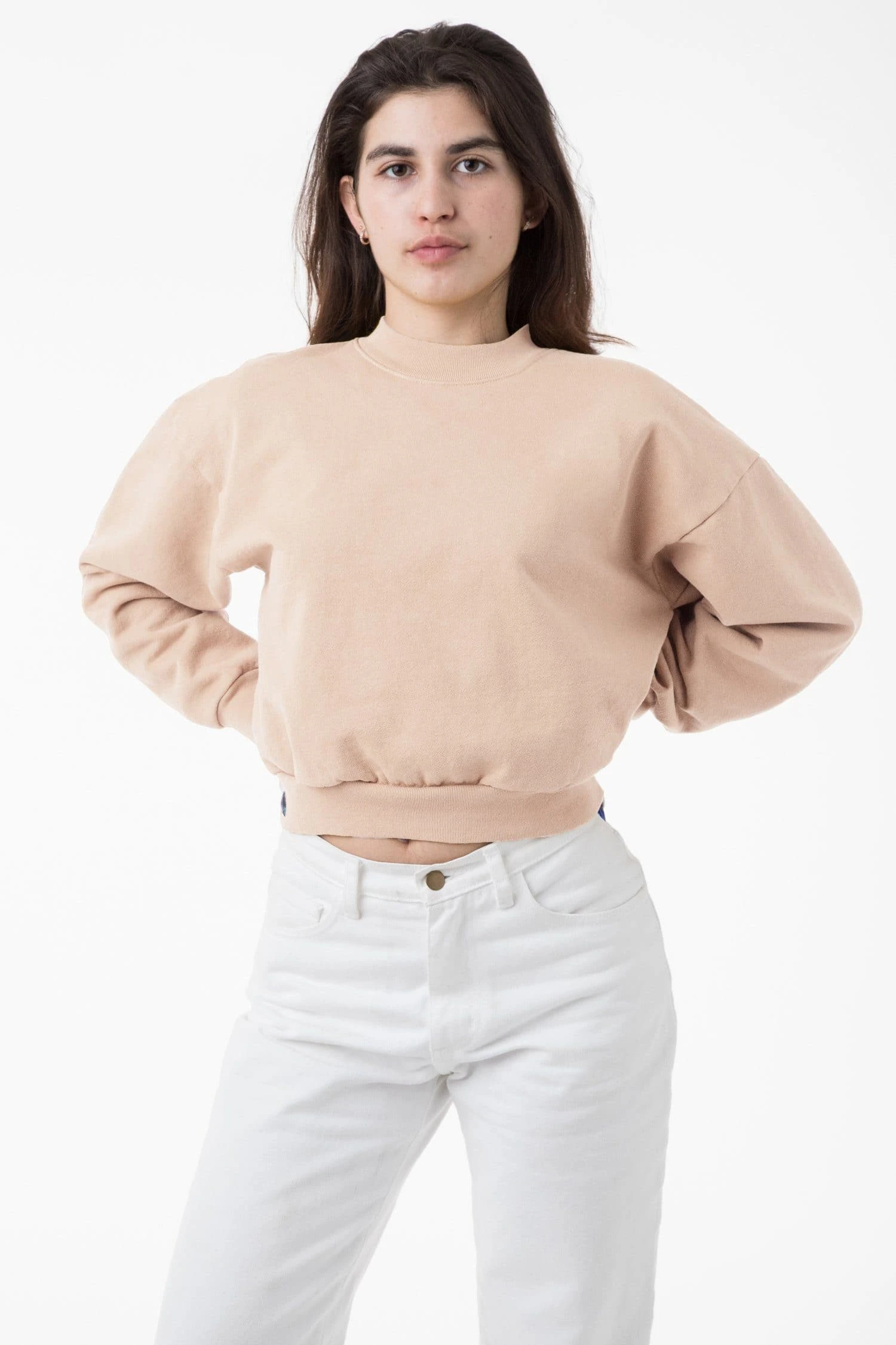 HF06 - Heavy Fleece Cropped Mock Neck Pullover (Garment Dye) 4 HF06 - Heavy Fleece Cropped Mock Neck Pullover (Garment Dye) - Image 4