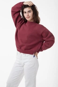 HF06 - Heavy Fleece Cropped Mock Neck Pullover (Garment Dye 2) -Tops Zone HF06GD BURGUNDY W 19eed57f 8b1f 40e3 9cf4 8fd3f15ca23a