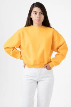 HF06 - Heavy Fleece Cropped Mock Neck Pullover (Garment Dye 2) -Tops Zone HF06GD GOLD W faf70c0d d908 47c0 bc22 5e4769a60e1d