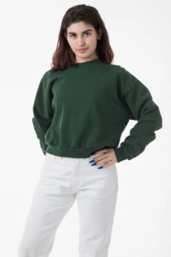 HF06 - Heavy Fleece Cropped Mock Neck Pullover (Garment Dye 2) -Tops Zone HF06GD IVY W 4aa48b28 df6e 483e 829d 0e1724702ea6