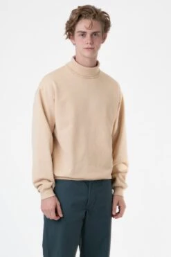 HF13 - Heavy Fleece Turtleneck (Garment Dye) -Tops Zone HF13GD BEIGE M