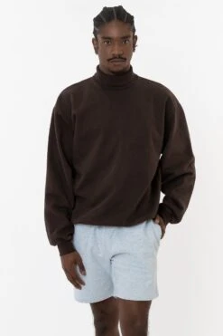 HF13 - Heavy Fleece Turtleneck (Garment Dye) -Tops Zone HF13GD CHOCOLATE M