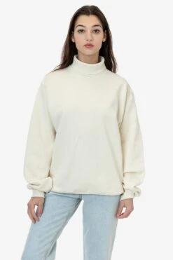 HF13 - Heavy Fleece Turtleneck (Garment Dye) -Tops Zone HF13GD CREME W
