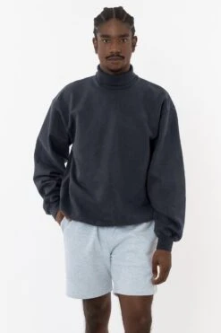 HF13 - Heavy Fleece Turtleneck (Garment Dye) -Tops Zone HF13GD DOLPHINBLUE M