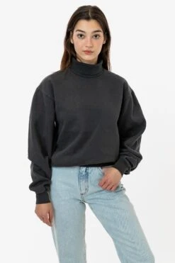 HF13 - Heavy Fleece Turtleneck (Garment Dye) -Tops Zone HF13GD DOLPHINBLUE W