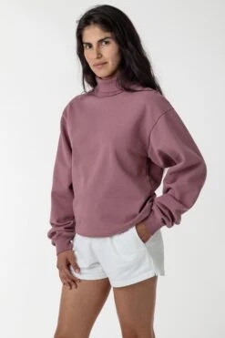 HF13 - Heavy Fleece Turtleneck (Garment Dye) -Tops Zone HF13GD MAUVE W