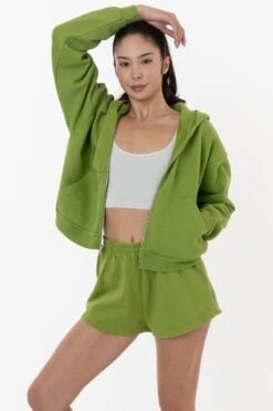 HF16 - Heavy Fleece Cropped Zip-Up Hoodie (Garment Dye) 19 HF16 - Heavy Fleece Cropped Zip-Up Hoodie (Garment Dye) -Tops Zone HF16GD CELERYGREEN W