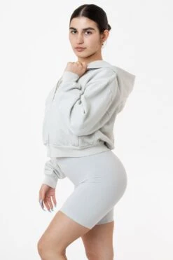 HF16 - Heavy Fleece Cropped Zip-Up Hoodie (Garment Dye) 20 HF16 - Heavy Fleece Cropped Zip-Up Hoodie (Garment Dye) -Tops Zone HF16GD CEMENT W