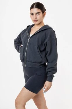 HF16 - Heavy Fleece Cropped Zip-Up Hoodie (Garment Dye) 16 HF16 - Heavy Fleece Cropped Zip-Up Hoodie (Garment Dye) -Tops Zone HF16GD DOLPHINBLUE W