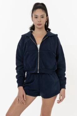 HF16 - Heavy Fleece Cropped Zip-Up Hoodie (Garment Dye) 26 HF16 - Heavy Fleece Cropped Zip-Up Hoodie (Garment Dye) -Tops Zone HF16GD NAVY W