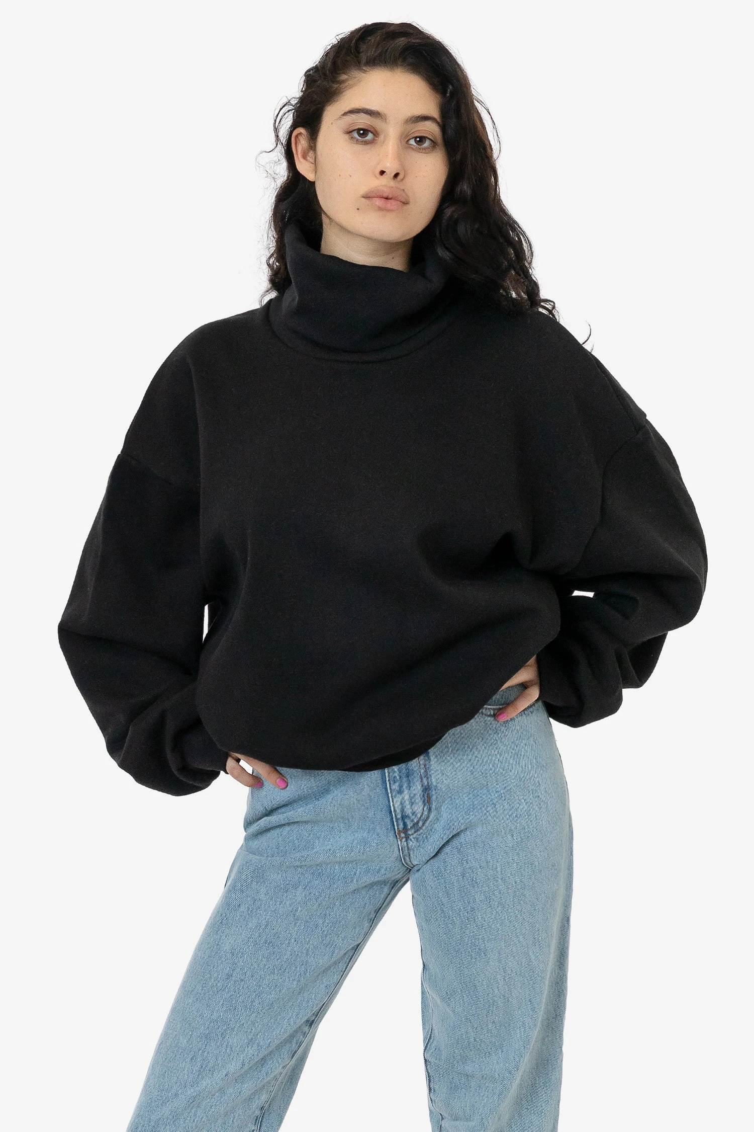 HF-313 - Heavy Fleece Oversized Turtleneck Sweater With Contrast Rib 1 HF-313 - Heavy Fleece Oversized Turtleneck Sweater With Contrast Rib