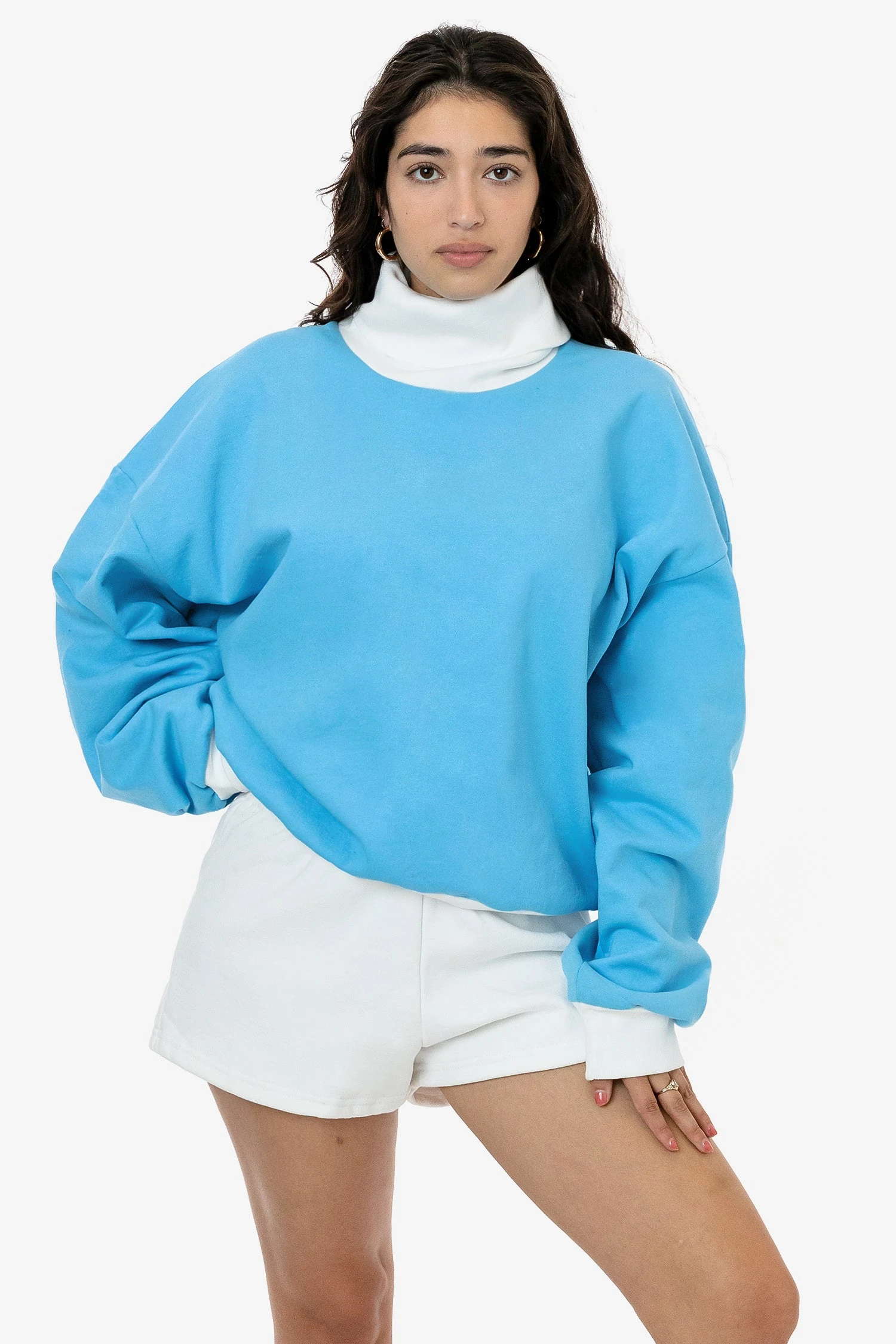 HF-313 - Heavy Fleece Oversized Turtleneck Sweater With Contrast Rib 5 HF-313 - Heavy Fleece Oversized Turtleneck Sweater With Contrast Rib - Image 5