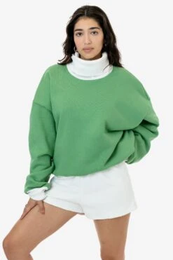 HF-313 - Heavy Fleece Oversized Turtleneck Sweater With Contrast Rib 22 HF-313 - Heavy Fleece Oversized Turtleneck Sweater With Contrast Rib -Tops Zone HF313 GREENk