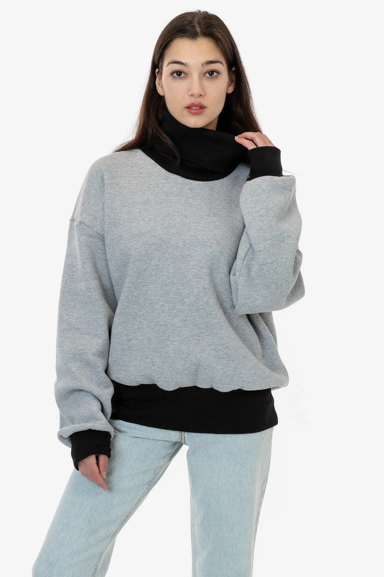 HF-313 - Heavy Fleece Oversized Turtleneck Sweater With Contrast Rib 13 HF-313 - Heavy Fleece Oversized Turtleneck Sweater With Contrast Rib - Image 13
