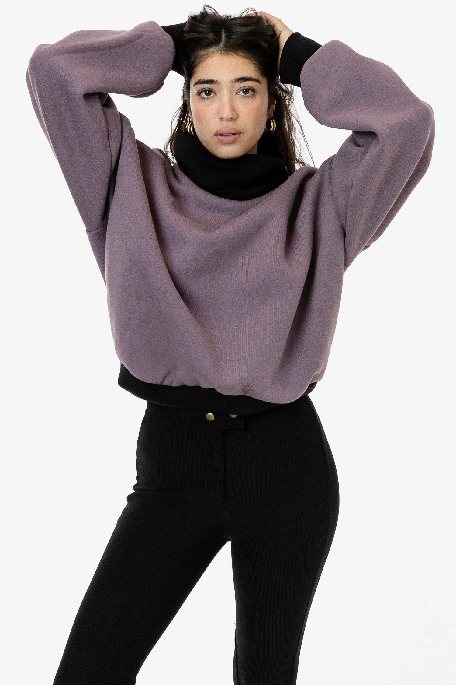 HF-313 - Heavy Fleece Oversized Turtleneck Sweater With Contrast Rib 8 HF-313 - Heavy Fleece Oversized Turtleneck Sweater With Contrast Rib - Image 8