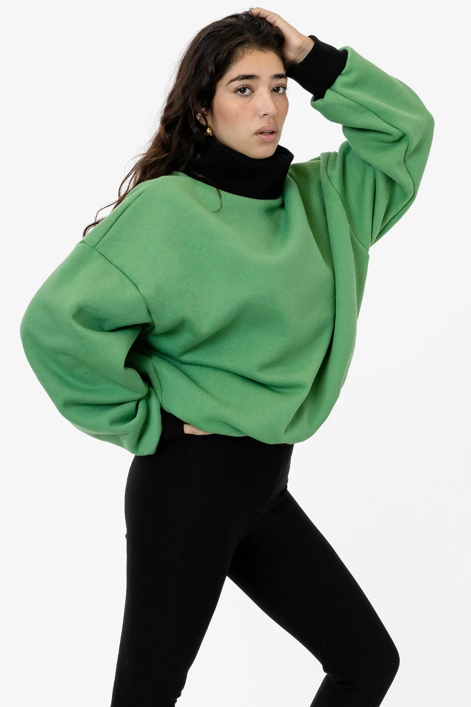 HF-313 - Heavy Fleece Oversized Turtleneck Sweater With Contrast Rib 7 HF-313 - Heavy Fleece Oversized Turtleneck Sweater With Contrast Rib - Image 7