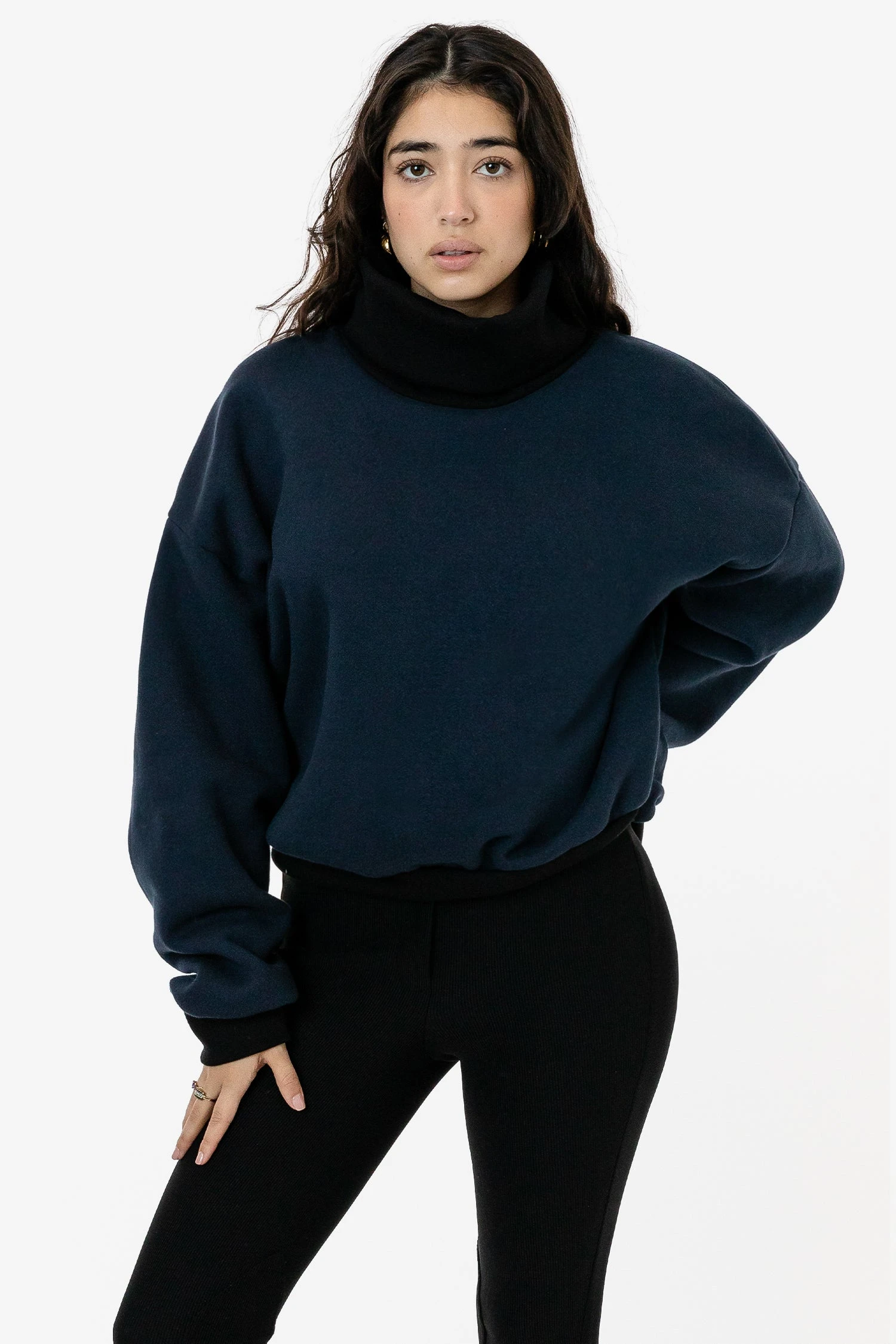 HF-313 - Heavy Fleece Oversized Turtleneck Sweater With Contrast Rib 9 HF-313 - Heavy Fleece Oversized Turtleneck Sweater With Contrast Rib - Image 9