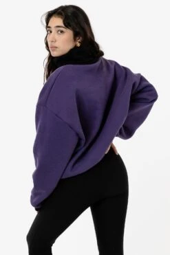 HF-313 - Heavy Fleece Oversized Turtleneck Sweater With Contrast Rib 26 HF-313 - Heavy Fleece Oversized Turtleneck Sweater With Contrast Rib -Tops Zone HF313 purple