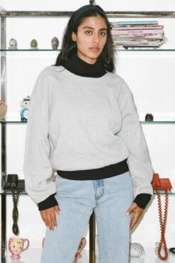 HF-313 - Heavy Fleece Oversized Turtleneck Sweater With Contrast Rib 33 HF-313 - Heavy Fleece Oversized Turtleneck Sweater With Contrast Rib -Tops Zone HF313 web crop