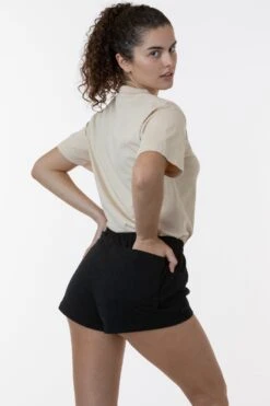 HF314 - Heavy Fleece Short Sweat Shorts (Garment Dye) -Tops Zone HF314GD BLACK W